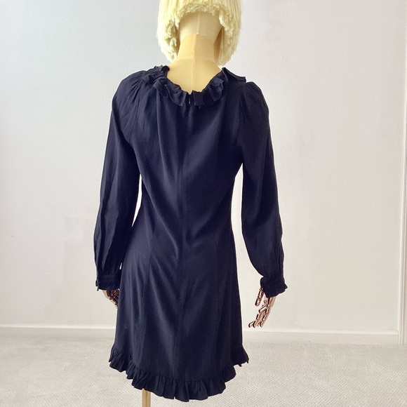 Rouje Gaspar Black Ruffle Embellishment Long Sleeve Dress  SZ 6 - Picture 5 of 8